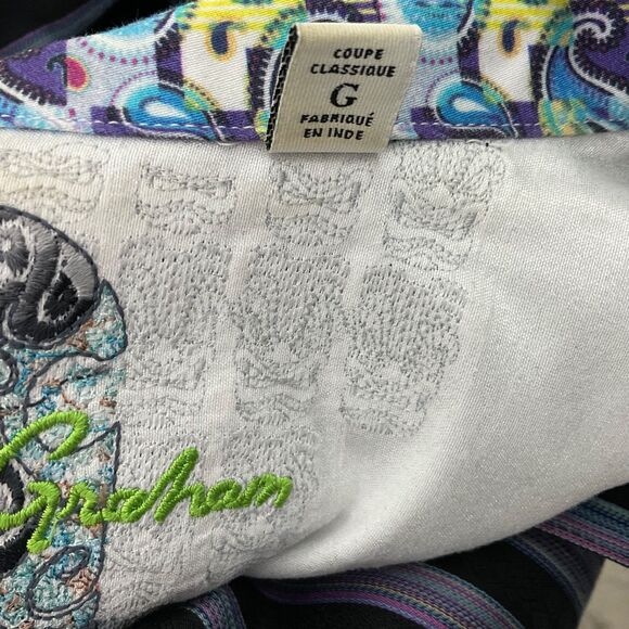 Robert Graham Flip Cuff strip Shirt Men's Large Paisley Long Sleeve Black Purple - Picture 6 of 16